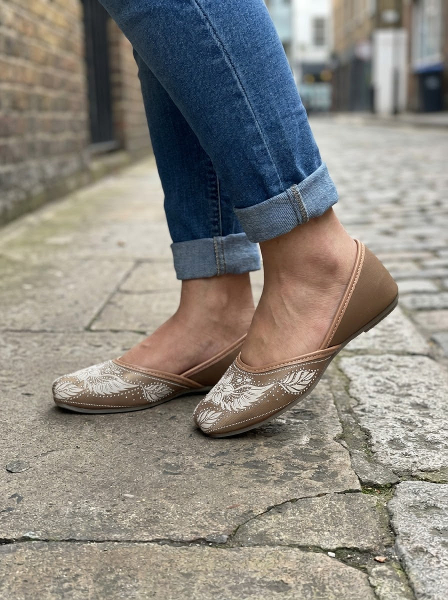 Taupe Embroidered Jutti