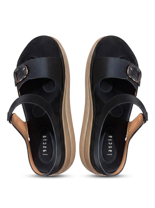 Black Buckle Strap Sandals