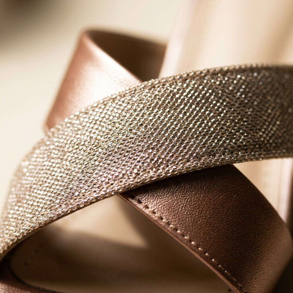Women's Cross-Strap Block Heel in Rose Gold — Dinesh Family Footwear (view 4)
