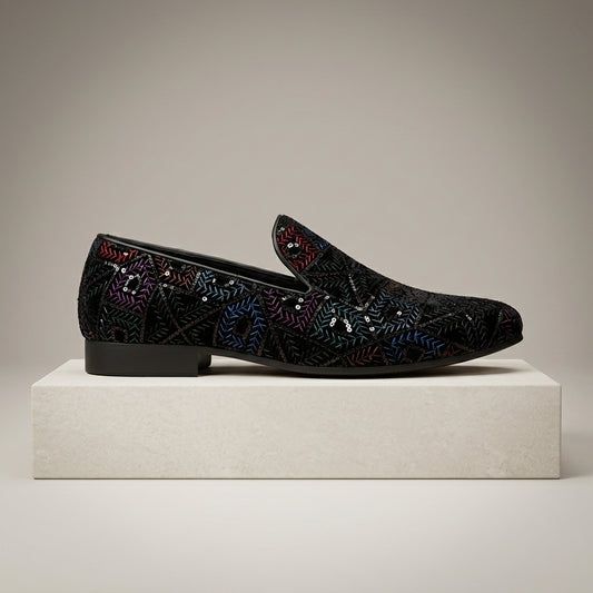 Men's Embellished Party Loafer in Black — Dinesh Family Footwear (view 2)