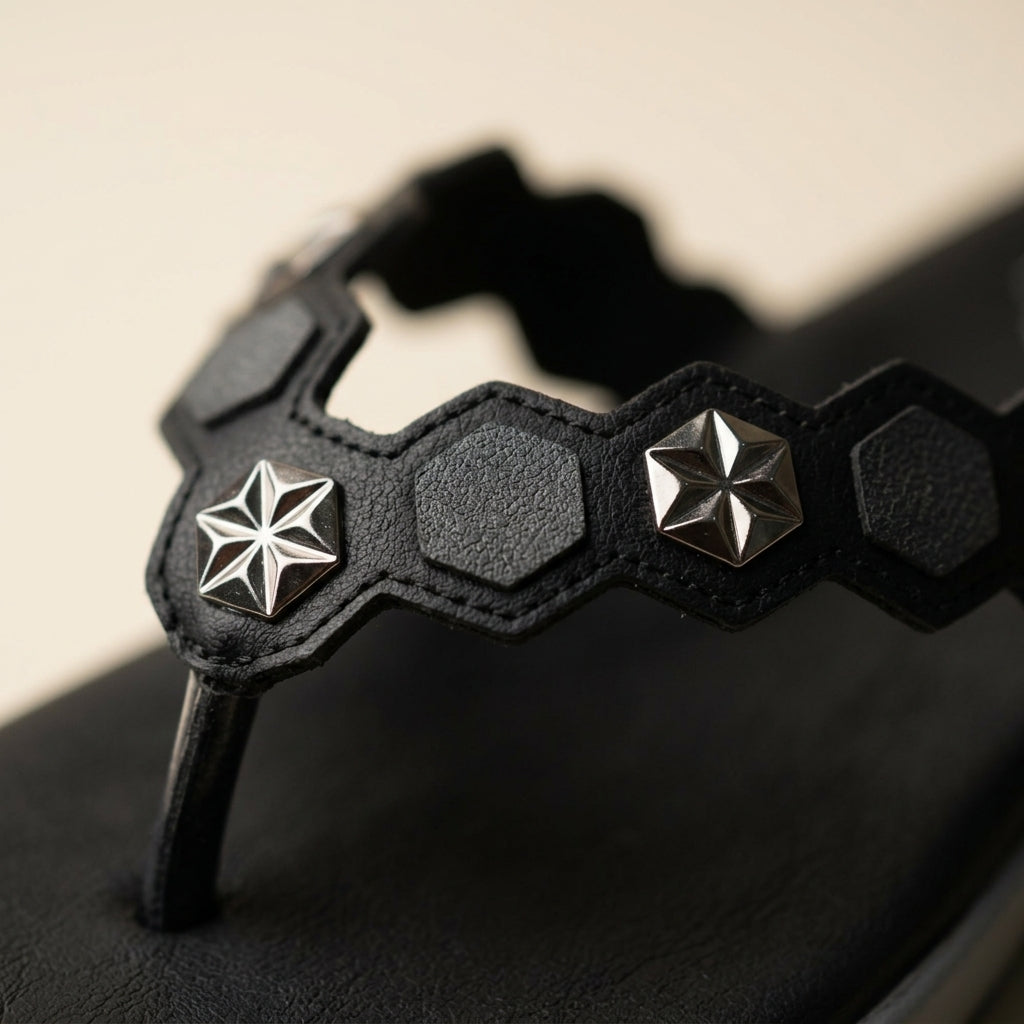 Women's Studded Toe-Post Sandal in Black — Dinesh Family Footwear (view 4)