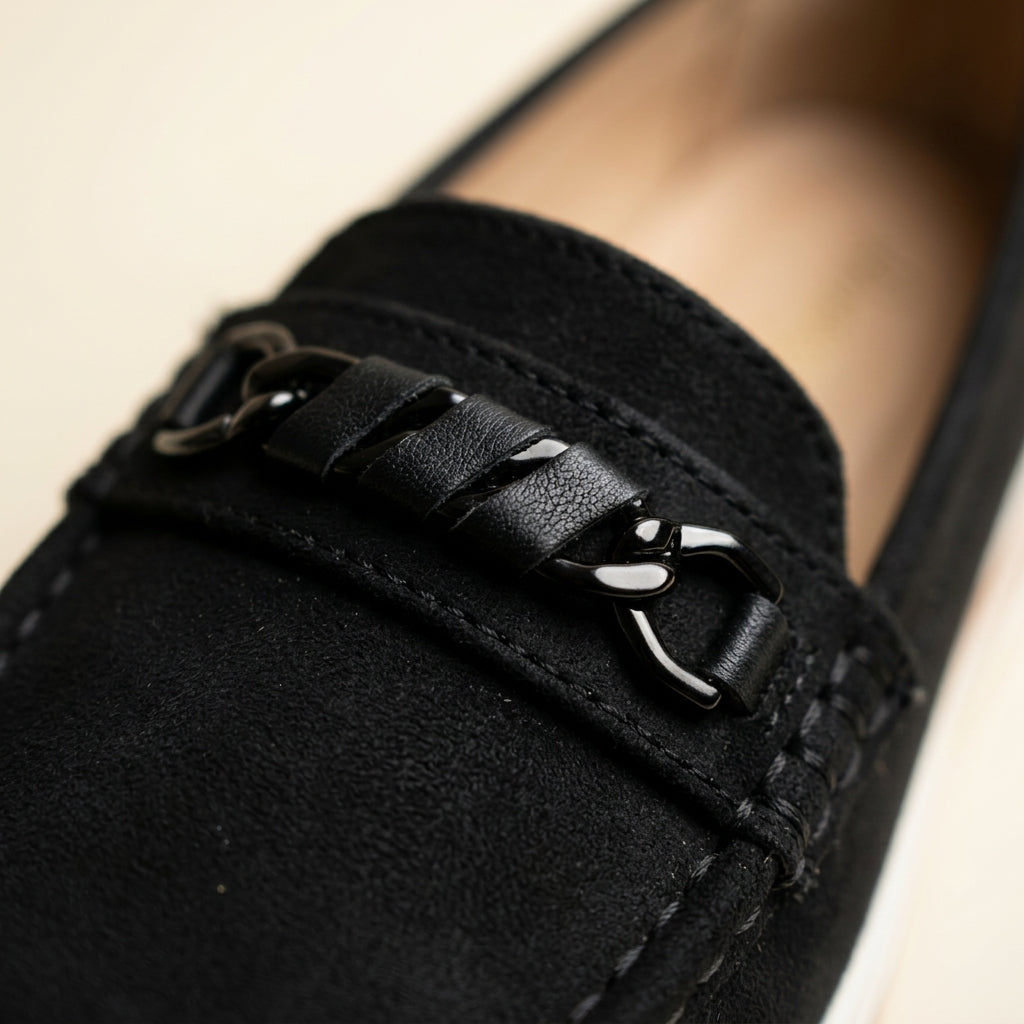 Women's Suede Platform Loafer in Black — Dinesh Family Footwear (view 4)
