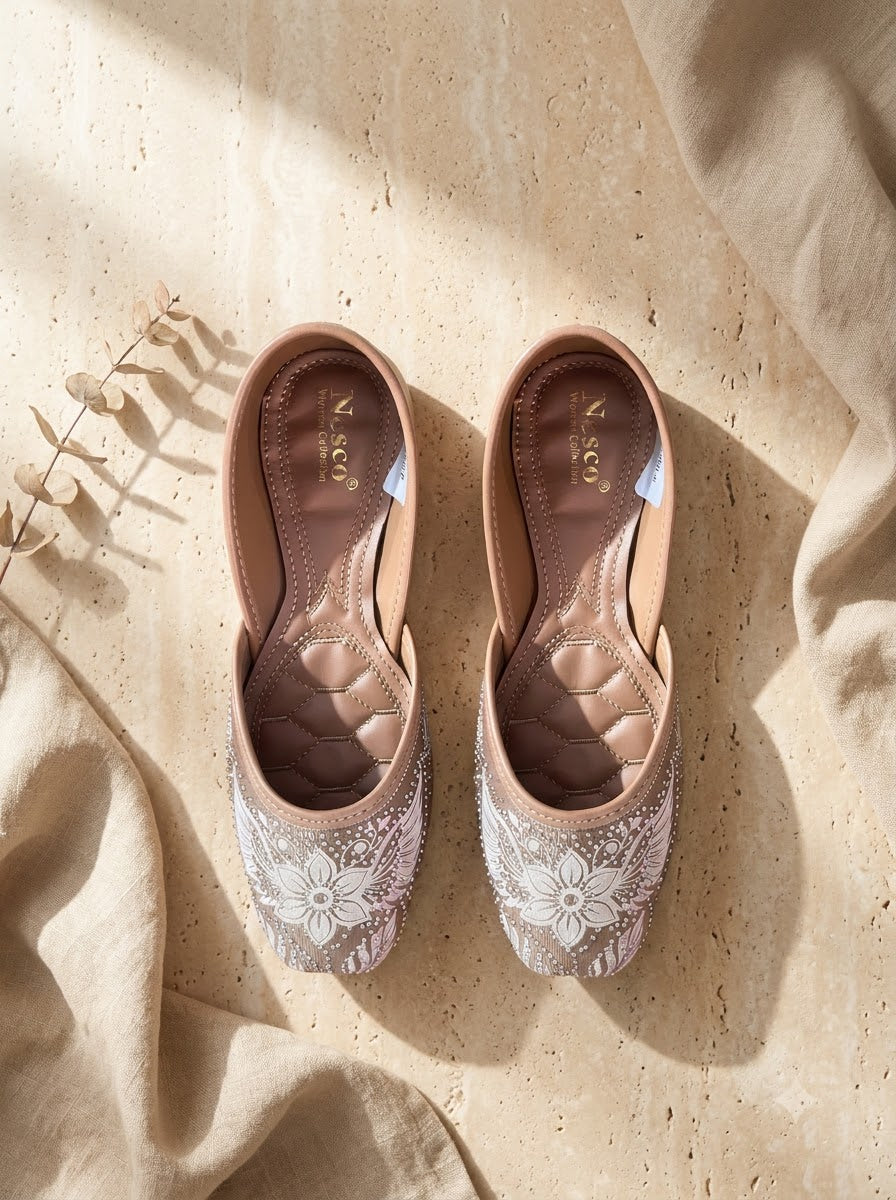 Taupe Embroidered Jutti