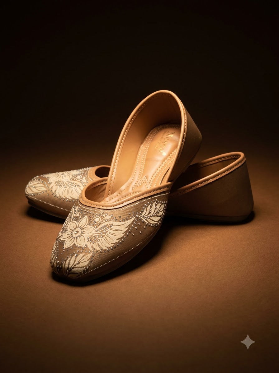 Taupe Embroidered Jutti