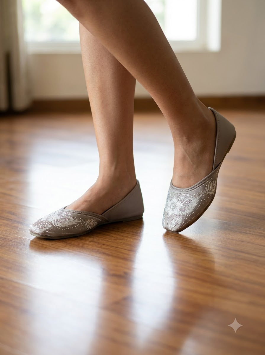 Grey Embroidered Jutti