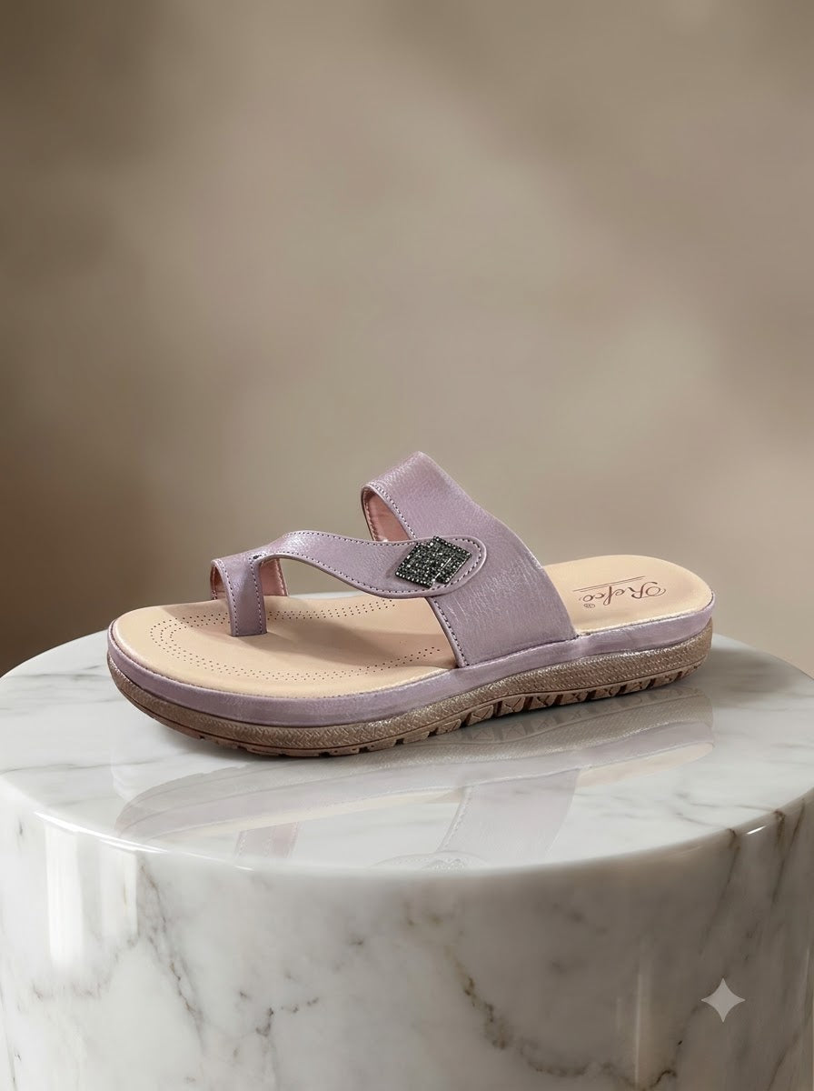 Lilac Toe-Ring Comfort Slippers