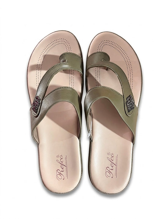 Olive Toe-Ring Comfort Slippers