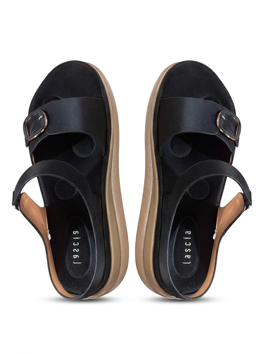 Black Buckle Strap Sandals