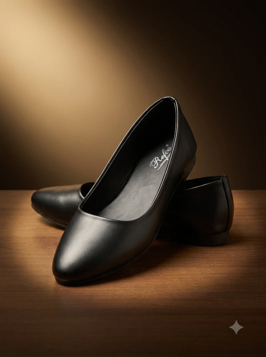 Black Pointed-Toe Ballerina Flats