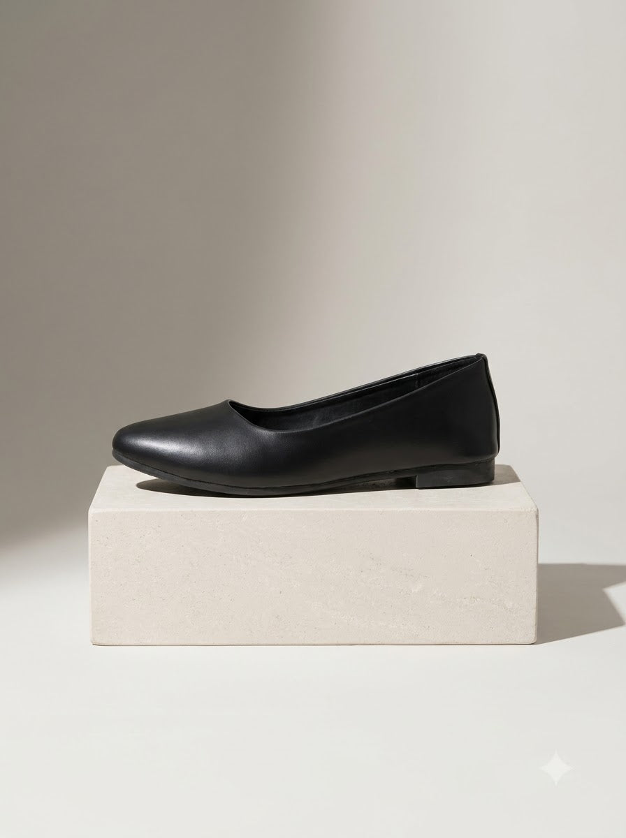 Black Pointed-Toe Ballerina Flats