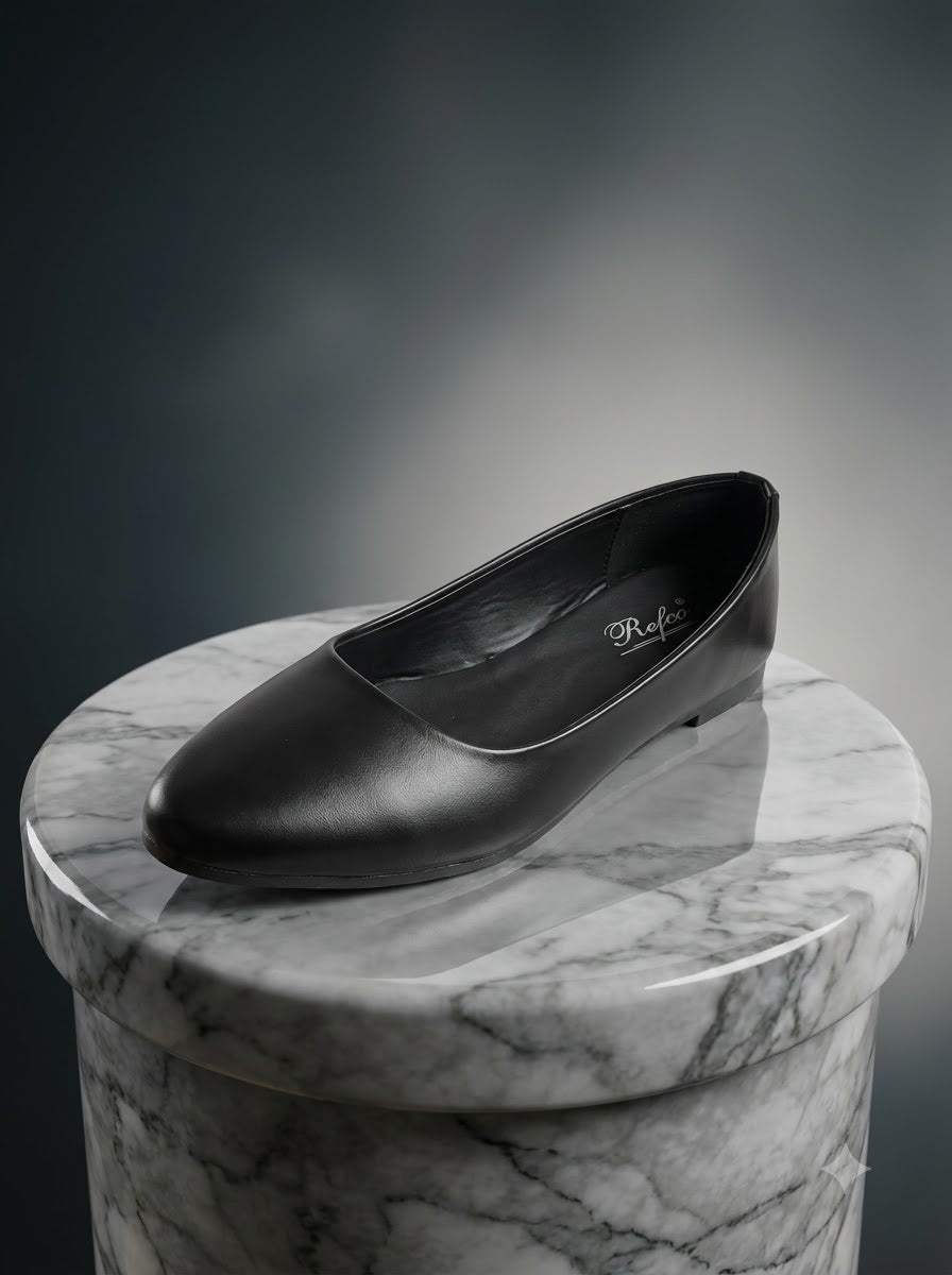 Black Pointed-Toe Ballerina Flats