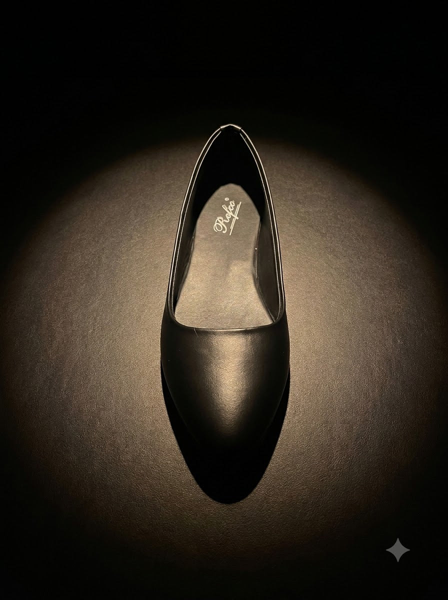 Black Pointed-Toe Ballerina Flats