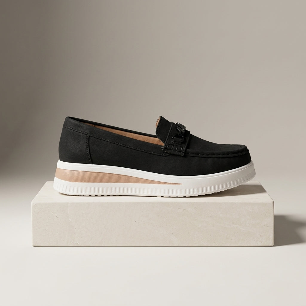 Women's Suede Platform Loafer - Black