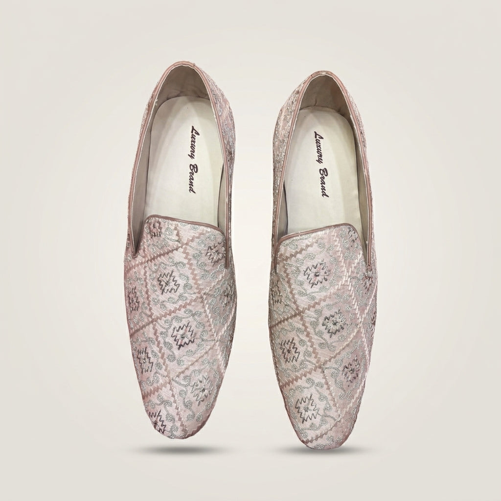 Men's Printed Ethnic Loafer - White