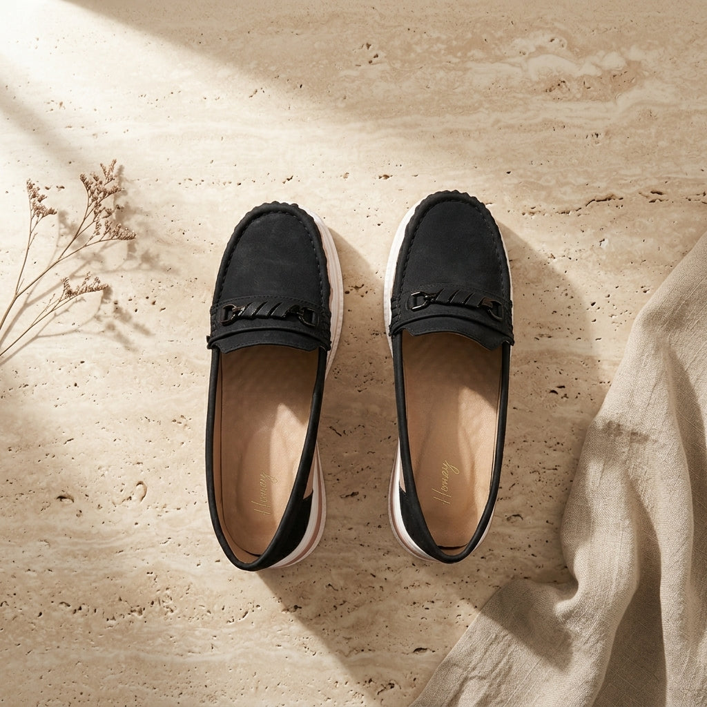 Women's Suede Platform Loafer - Black