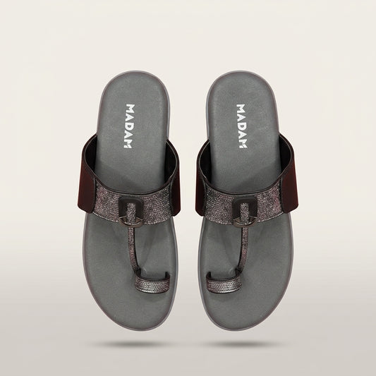 Women's Cushioned Toe-Post Sandal - Black