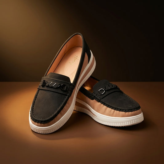 Women's Suede Platform Loafer in Black — Dinesh Family Footwear