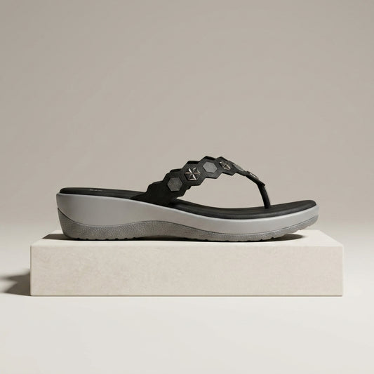 Women's Studded Toe-Post Sandal in Black — Dinesh Family Footwear (view 2)