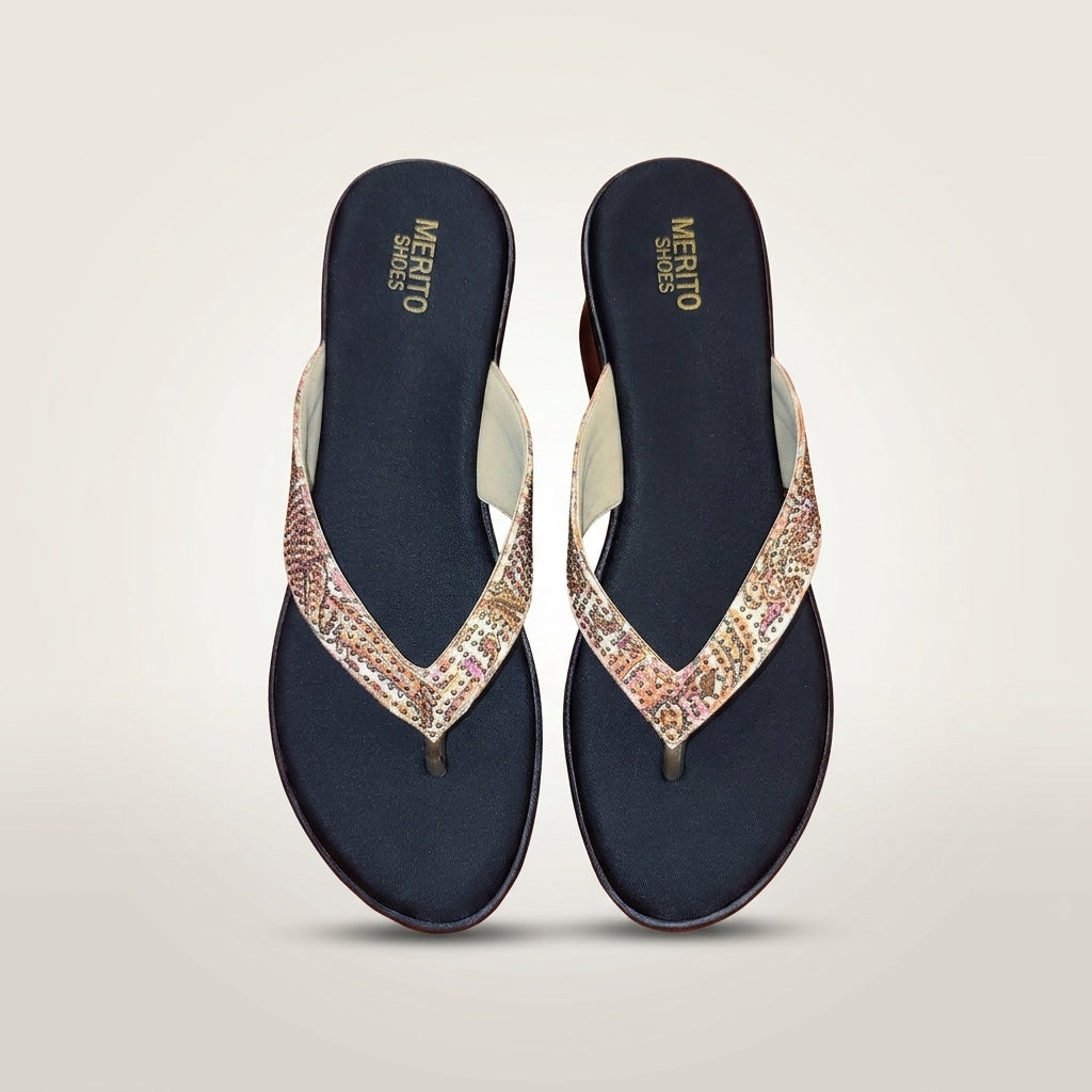 Women's Embellished Wedge Flip-Flop - Multi-Color