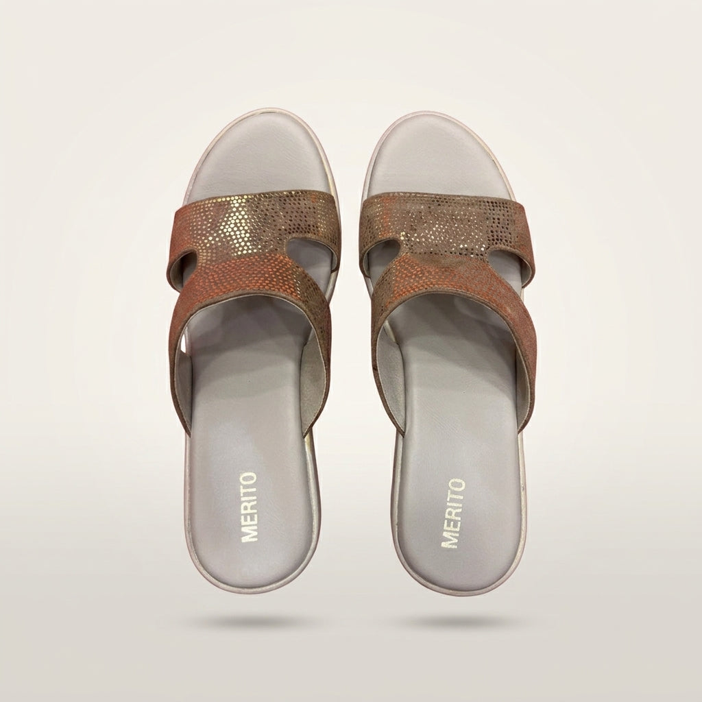 Women's Metallic Double-Strap Wedge - Gold