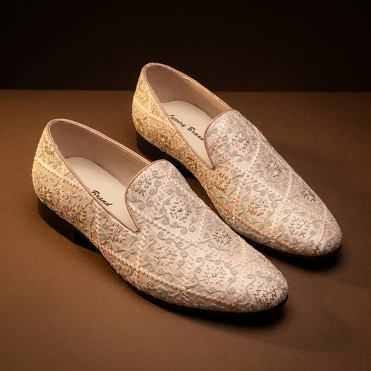 Men's Printed Ethnic Loafer in White — Dinesh Family Footwear