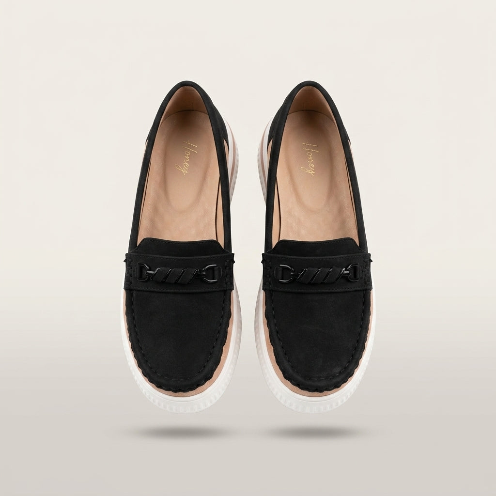 Women's Suede Platform Loafer - Black