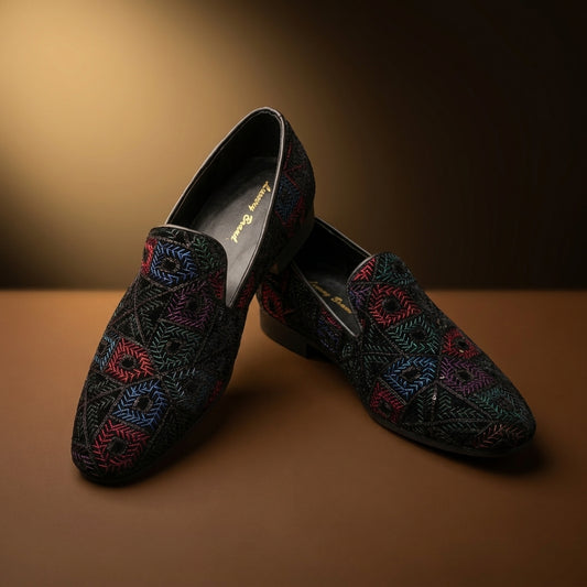 Men's Embellished Party Loafer in Black — Dinesh Family Footwear