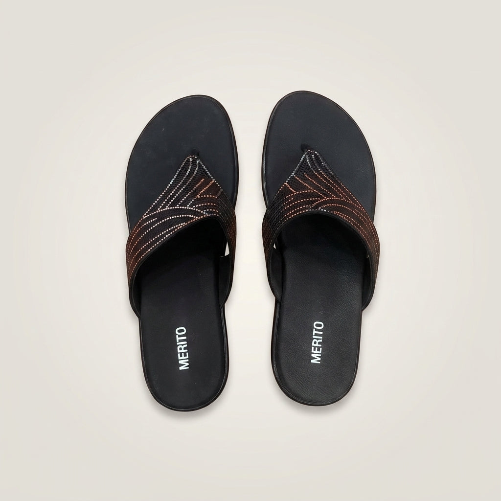 Women's Embellished Toe-Ring Sandal - Black