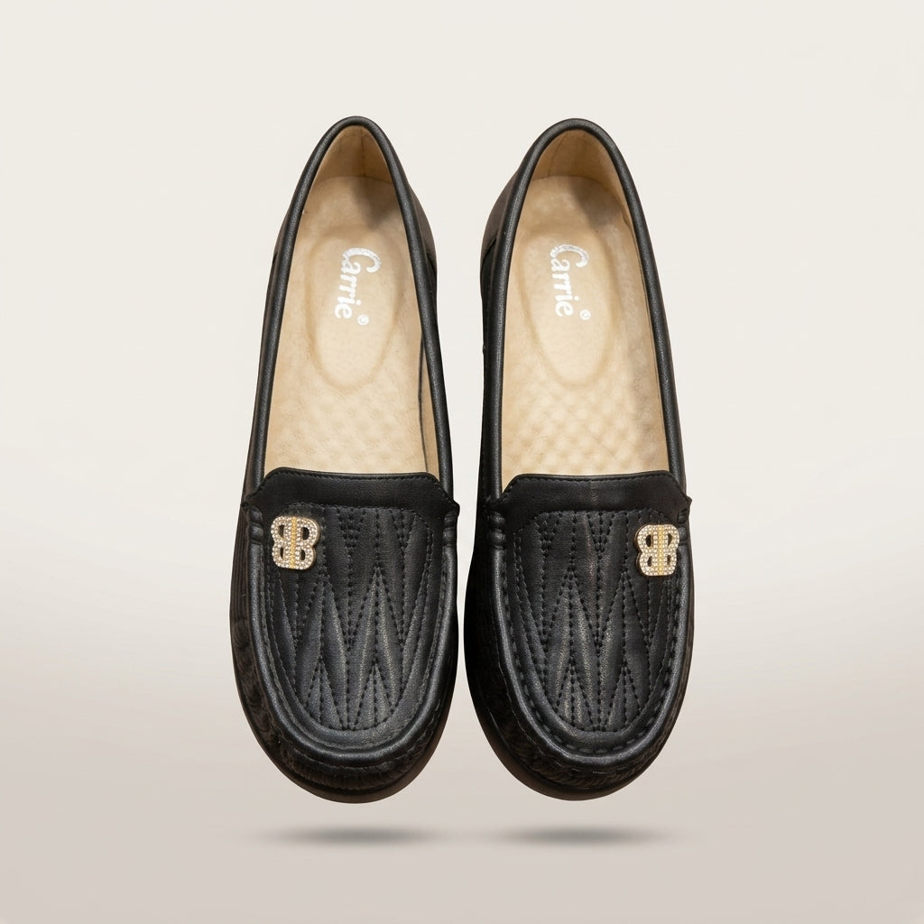 Women's Quilted Wedge Loafer - Black