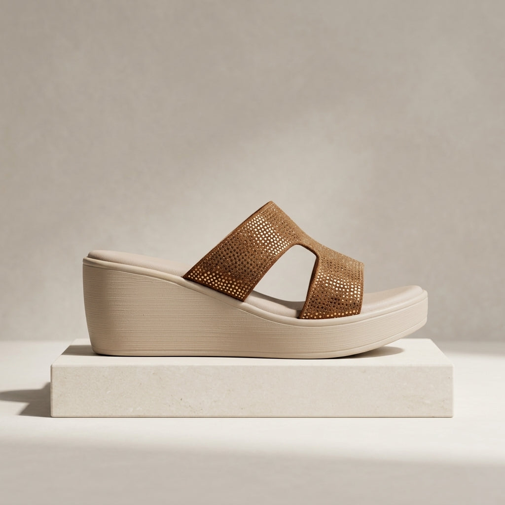 Women's Metallic Double-Strap Wedge - Gold