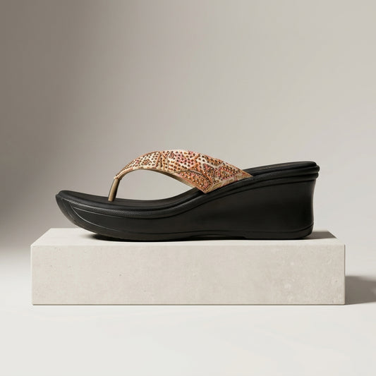 Women's Embellished Wedge Flip-Flop in Multi-Color — Dinesh Family Footwear (view 2)