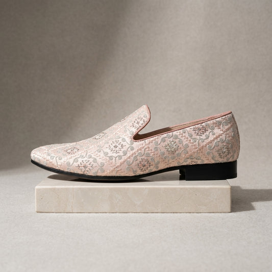 Men's Printed Ethnic Loafer in White — Dinesh Family Footwear (view 2)